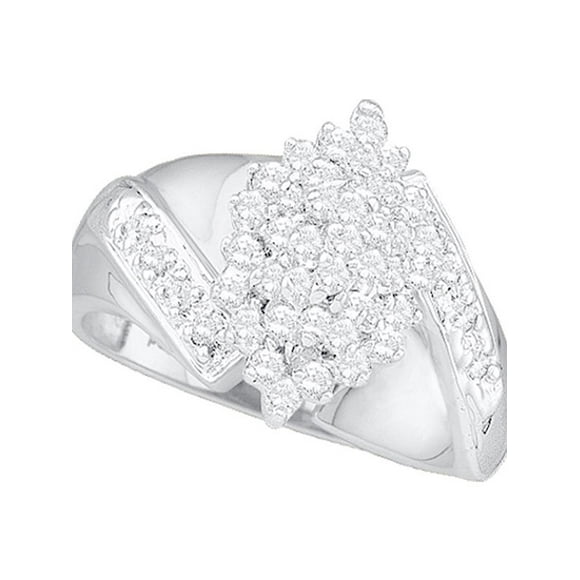 10kt White Gold Womens Round Diamond Cluster Ring 1/2 Cttw