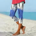 thumbnail image 2 of Women's Stretch Capri Leggings Under Tunic Tops and Dress Graphic Print Beach Capris Cropped Pants Underpants (XL, Blue), 2 of 5