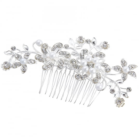 ACDANC Rain & Star Bridal Hair Clip Silver Bridal Hair Clips Hair Accessories Pearl Wedding Comb Handmade Rhinestone Headpiece For Brides And Bridesmaids For Wedding Hair