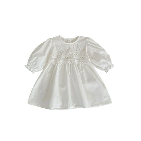 

Bagilaanoe Sisters Matching Clothes Lace Cutout Long Sleeves Romper/ Dress Newborn Baby Girls White Outfits for Party