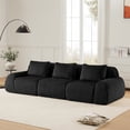 thumbnail image 3 of FFH 114" Modular Sectional Sofa for Living Room, Flannelette Fabric, Deep Seat, Buckle Connection, Anti-slip Design, No Assembly (Black, 3 Seater), 3 of 18