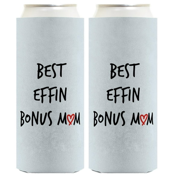 Adoptive Mom Gifts For Women Best Effin Bon-s Ever Handwritten Text 2-Pack Ultra Slim Can Thermocoolers