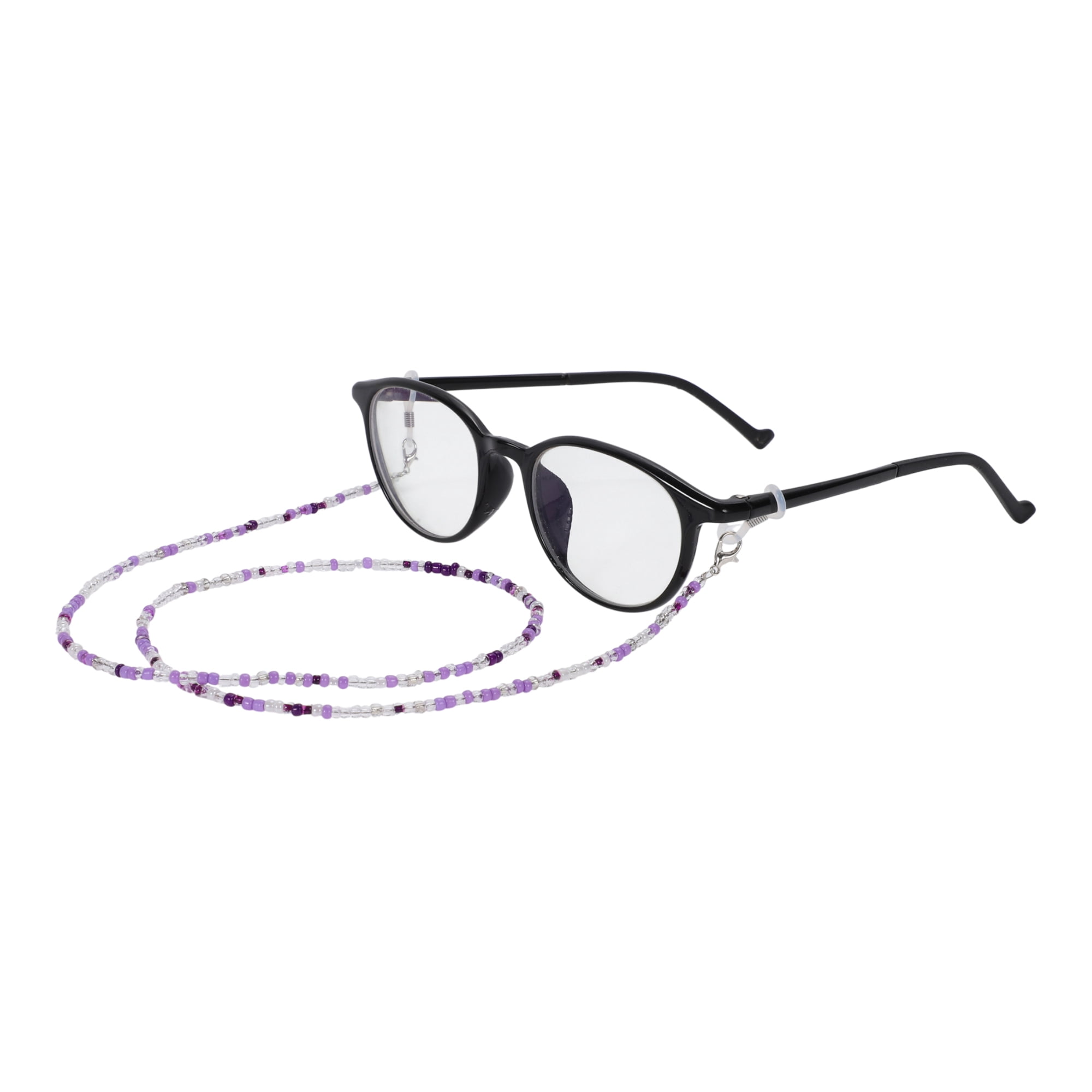 Unique Bargains Beaded Pattern Eyeglass Chain 1 Pc Purple