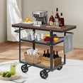 thumbnail image 3 of 3 Tier Rolling Bar Cart, Trolley Serving Storage Cart, Bar Serving Carts on Wheels, Mobile Serving Cart, Industrial Mobile Serving Cart for Kitchen, Dining Room (Dark Brown), 3 of 9