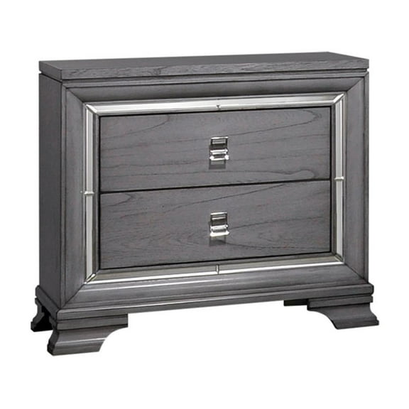 Bowery Hill 2-Drawer Contemporary Solid Wood Nightstand in Gray