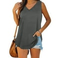 thumbnail image 2 of Atogsazn Womens V Neck Tank Top Summer Sleeveless Tee Shirt for Women Loose Basic Blouse Casual Flowy Spring Outfits Clothes 02-Dark Gray M, 2 of 8