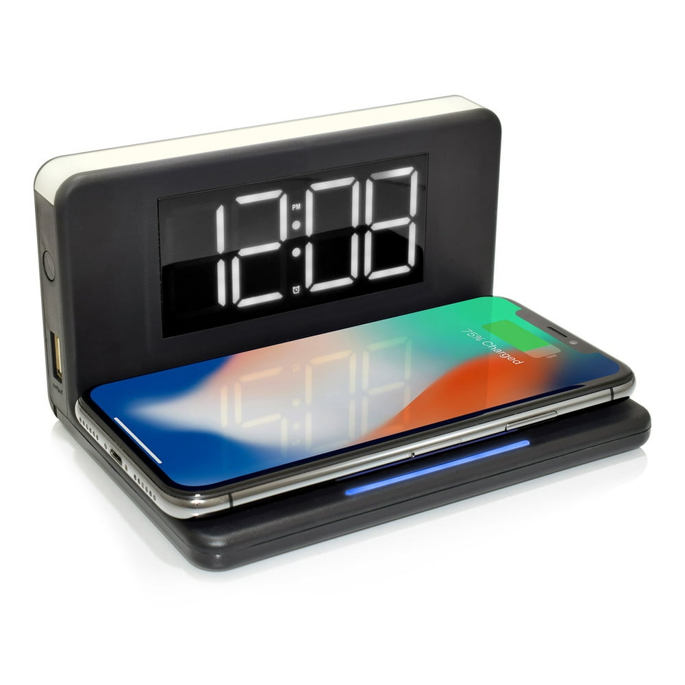 Westclox Qi Certified Fast Smartphone Wireless Charging Digital Alarm
