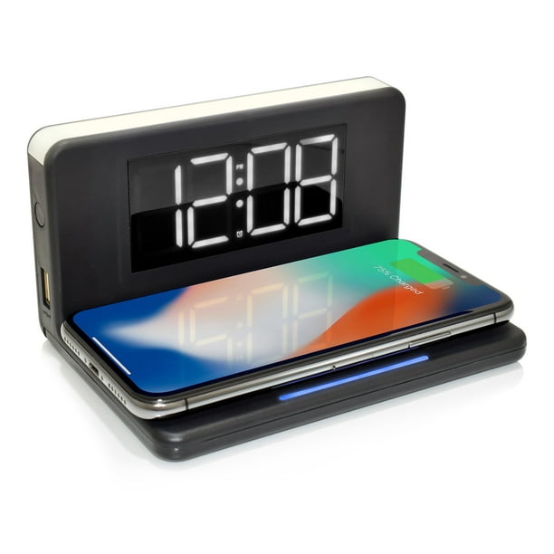 Westclox Qi Certified Fast Smartphone Wireless Charging Digital Alarm