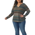 thumbnail image 4 of Agnes Orinda Plus Size Casual Tops for Women Long Sleeve T-Shirt Notch V Neck Blouses Fall Winter Tunics 4X Orange, 4 of 6