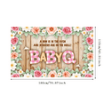 thumbnail image 2 of Rustic Baby Shower Banner Floral Design BaByQ Wooden Background for Gender Reveal Party Outdoor Celebration BBQ, 2 of 6