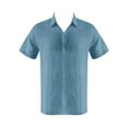 thumbnail image 2 of Mens Shirts Lapel Solid Color Short Sleeved Button Linen Mens Performance Polos,Sky Blue,2XL, 2 of 3