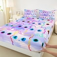 thumbnail image 3 of Manfei Neon Cat Twin Sheet Sets,Colorful Clouds Twin Fitted Sheet,Chic Kitten Flat Sheet,Ultra Soft Bedroom Decorative,3pcs, 3 of 7