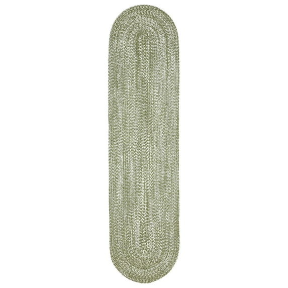 BNM Indoor/ Outdoor Multihued Rug, 2' x 8', Fog Green- White