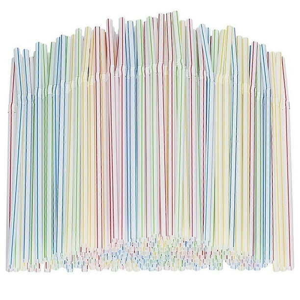 600 PCS Drinking Straw Flexible Reusable Colorful Straws for Kids and Adults Bendable Drinking Straws Multi Colored Striped Flexible Straws