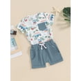 thumbnail image 3 of Suealasg Kids Baby Boys Summer Clothes 3M 6M 12M 18M 24M 3T Short Sleeve Tree Print T-Shirt Top Shorts Set 2Pcs Toddler Boys Casual Beach Style Outfits, 3 of 9