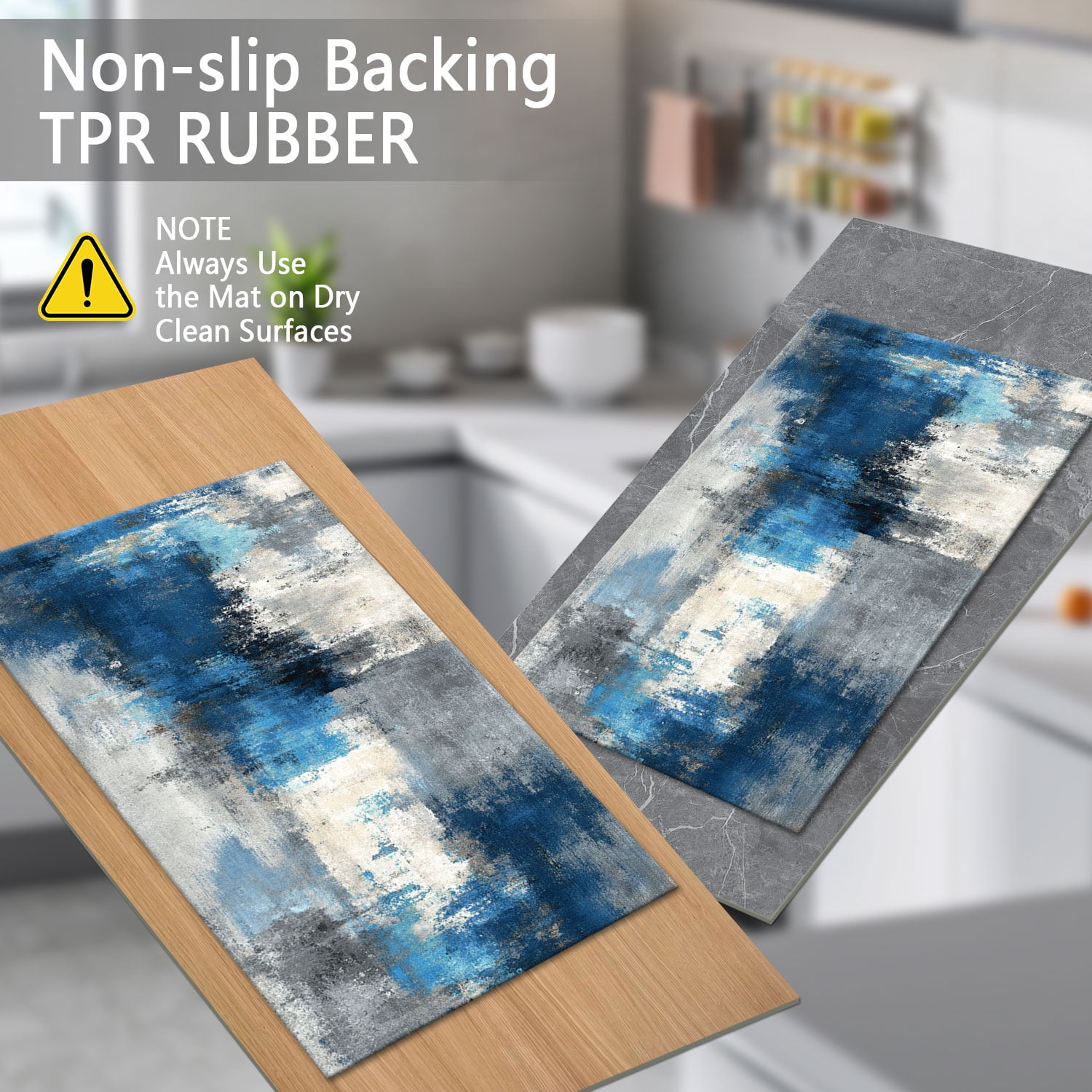 3-Piece Farmhouse Kitchen Rug Set, Washable Anti Slip Striped Floor Mats in 3 Sizes, Stain Resistant Decor Rugs for Kitchen Hallway Bathroom Home Christmas Decor