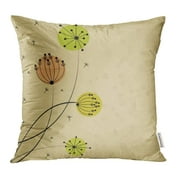 ARHOME Whimsical Beautiful Flower Blossom Botanical Contemporary Copy Dandelion Day Pillowcase Cushion Cover 16x16 inch
