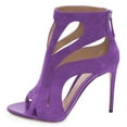 thumbnail image 2 of YDN Women Peep Toe Cutout Sandals Sexy Stiletto High Heel Ankle Booties Dressy Party Prom Zip-up Shoes Size 5.5 Purple, 2 of 4