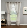 thumbnail image 3 of Mia Embellished Grommet Sheer Curtain Drape Panels, Set of 2 with Tiebacks, Linen Beige, 38" x 96", 3 of 9