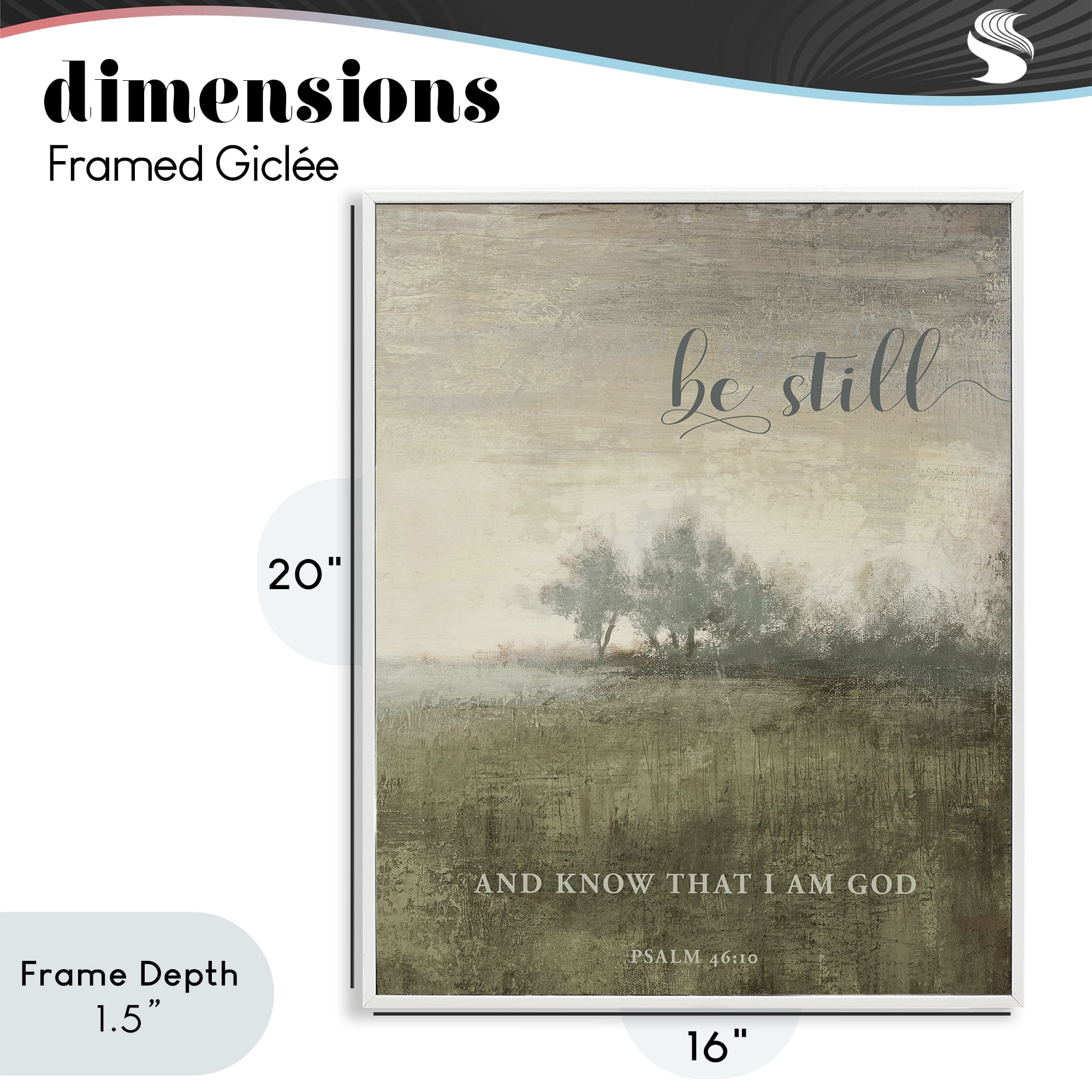 Stupell Industries Be Still Psalm 46:10 White Framed Giclee Art, design by Michael Marcon