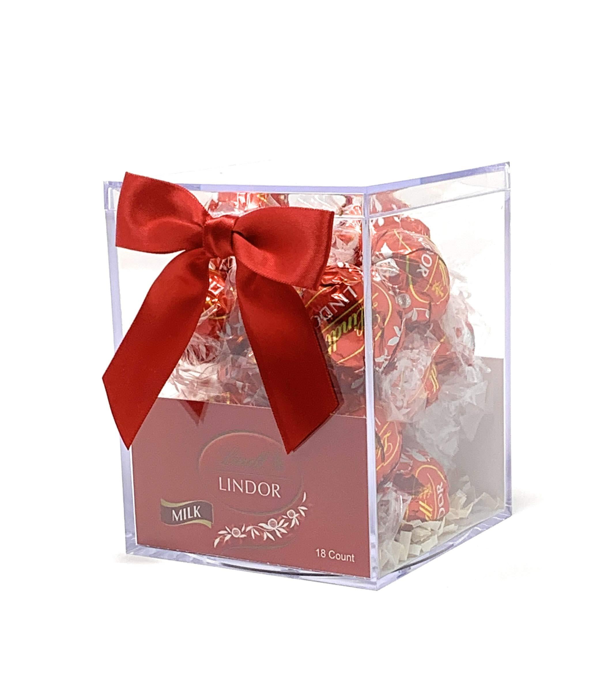 Lindt Lindor Milk Chocolate Truffles Gift Box with Red Satin Bow, 18