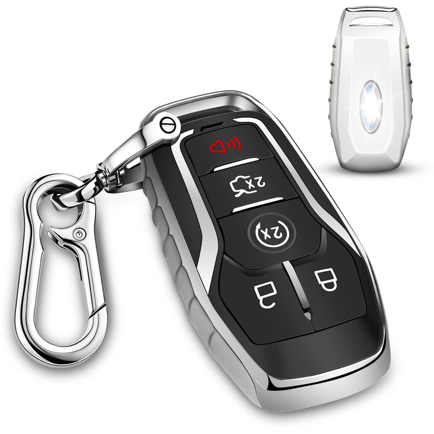 for Ford Key fob Cover,TPU Car Key Case Protector with Keychain Compatible with Ford Fusion F-150 Edge Explorer Mustang Lincoln MKZ MKC 2/3/4/5 Buttons Smart Key