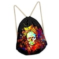 thumbnail image 4 of Bolsas con cordón de calavera Soledad Organizador para Viajes de gimnasio Sackpack Yoga Dance Travel Daypack Oro, 4 of 5