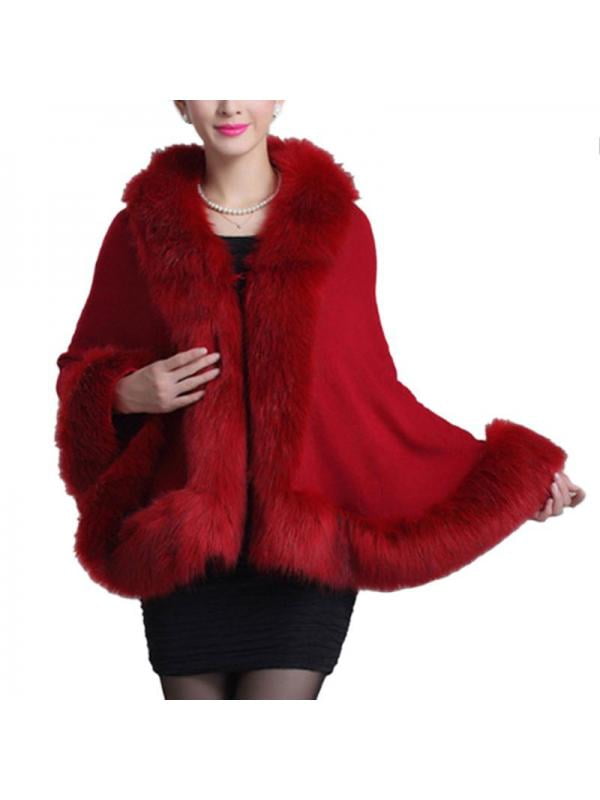 red faux fur wrap