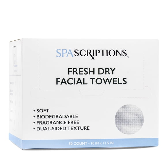 SPASCRIPTIONS Fresh Dry Facial Towelettes, 50 Count, One Size