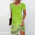 thumbnail image 2 of QIPOPIQ Robes de Fête pour Femmes Manches Courtes Tendance Col Rond Imprimé Chandail Robe d'Été Robe Offres 2023, 2 of 5
