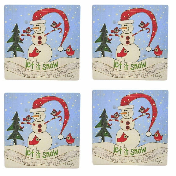 Tabletop Snowman Coasters Set/4 Stoneware Izzy & Oliver 6011370