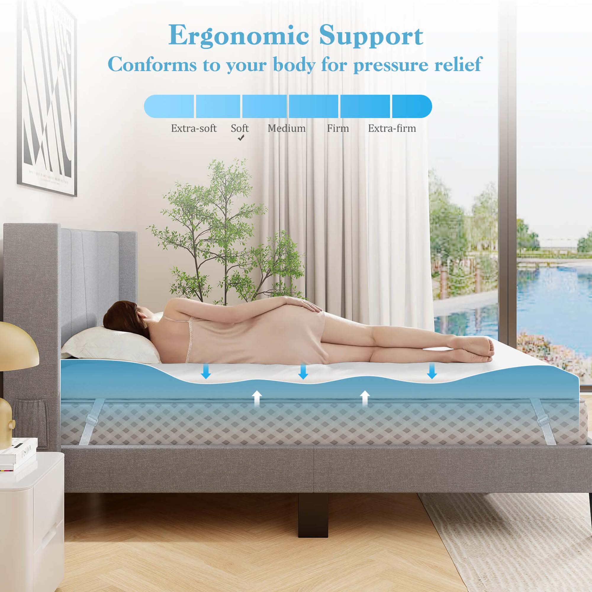 Costway 3" Gel-Infused Memory Foam Mattress Topper with Removable & Washable Cover Twin