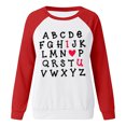 thumbnail image 4 of Luxalzxs Womens Love Heart Print Sweatshirt Casual Raglan Long Sleeve Crewneck Valentine's Day Graphic Colorblock Pullover Tops, 4 of 5