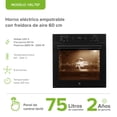thumbnail image 2 of Horno Eléctrico Empotrable con Freidora de Aire de 75L, Control Digital, Temporizador 120min, Temp hasta 250°C | AVERA HEL75F, 2 of 10