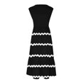 thumbnail image 4 of qucoqpe Womens Crew Neck Sleeveless Sundress Summer Tiered Ruffle Flowy Long Dress Casual Striped Holiday Beach Dress with Pockets, 4 of 4