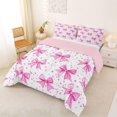 thumbnail image 2 of Erosebridal Pink Polka Dot Bowknot Full Size Comforter Sets for Girls, Watercolor Bow Bedding Sets for Women, Pink Reversible, 3pcs, 2 of 6