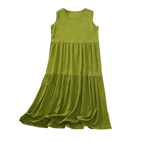 Drses‌ ‌‌‌‌‌Women's 2025 Summer Tiered Mini Dress | Sleeveless Crewneck A-Line Sundress - Flowy Beach Vacation Outfit (Regular & Plus Size)