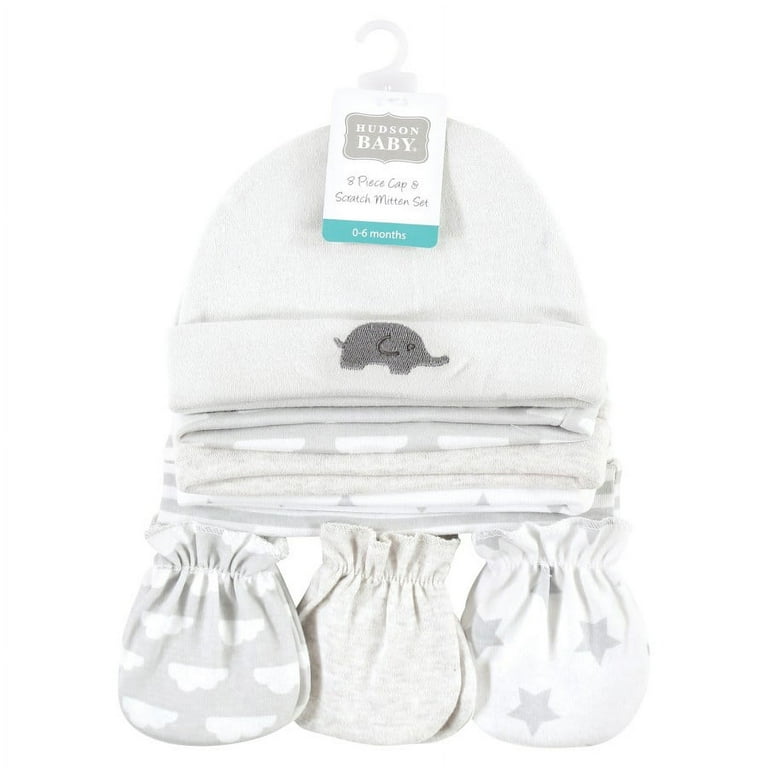 Hudson Baby Infant Cotton Scratch Mittens 10pk, Gray