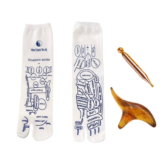 Xihbxyly Calcetines de Reflexología, Set de Masaje de Pies, Algodón de Alta Elasticidad, Kit de Acupresión, Tallas para Hombre y Mujer, Regalo para El Día Del Padre, Accesorios de Resina Natural.