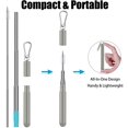 thumbnail image 4 of Metal Straws, 3 Pack Reusable Collapsible Stainless Steel Straw with Plastic Case Silicone Tip and Long Cleaning Brush,Portable Pocket Drinking Straws for Travel, Green/Black/Grey, 4 of 5