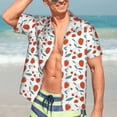thumbnail image 7 of Pofeuu Strawberries Print Hawaiian Shirt for Men Sleeves Casual Button Down Summer Beach Dress Shirts T-Shirts,Medium, 7 of 7