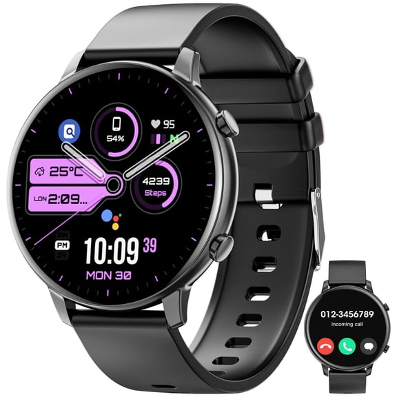 Smart Watch for Men Women, 1.39” Touchscreen, Bluetooth Call/Answer, Step Counting, Multiple Sport Modes, IP68 Waterproof Fitness Tracker Watch Compatible with Android & Iphone (Black)