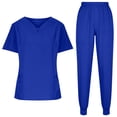 thumbnail image 2 of mihongmao Summer Outfits Cruise Outfits for Women 2026 Women's Solid Hand Wash Short Sleeve Nurse's Workwear Separate Set Suit with Pocket Blue S, 2 of 5