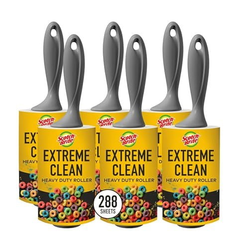 Scotch-Brite Lint Roller 50% Stickier - Works Great on Pet Hair - 48 Sheets, Pack of 6