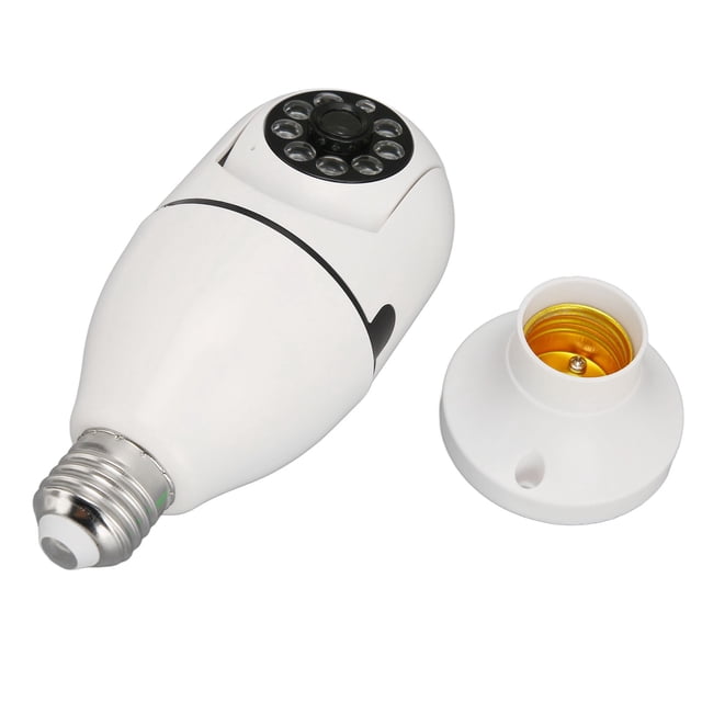 Cámara de Seguridad de Bombilla, Smart 1080p Bulbo inalámbrico Cámara de seguridad de Seguridad de 360 Grados Deteción de Movimiente de Soporte Panorámico para El Día para El