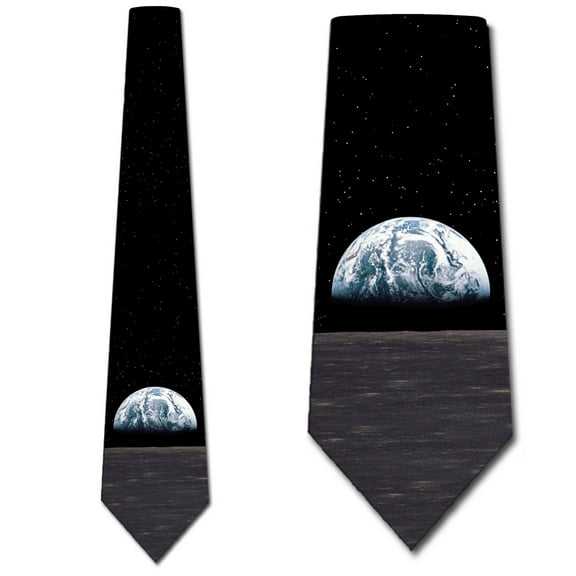 Earth Rising Ties Earth View Space Mens Astronomy Necktie by Three Rooker