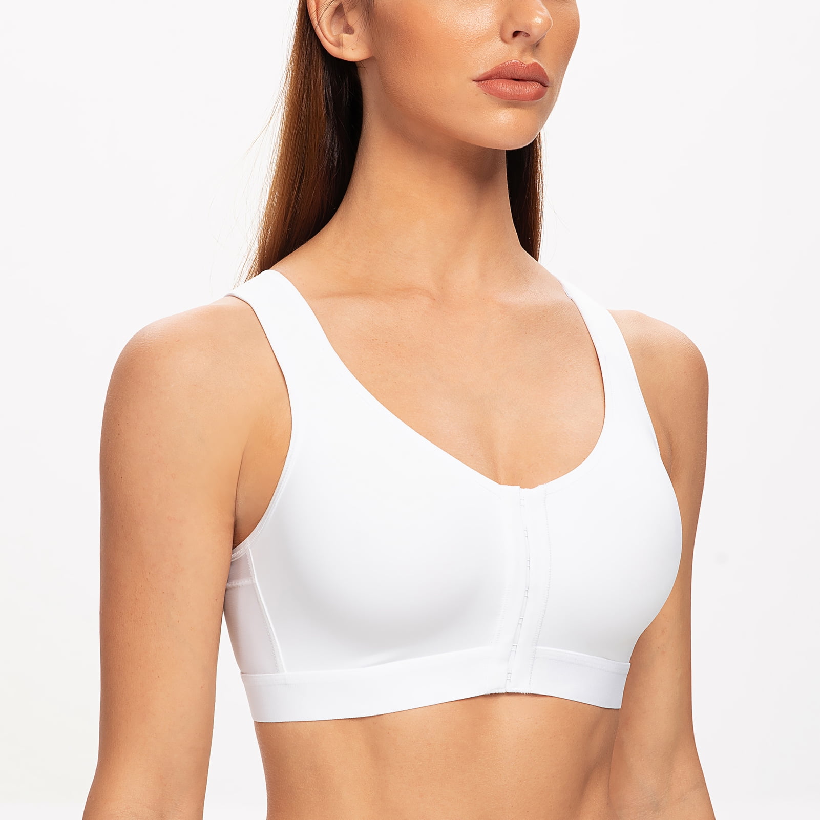 MELENECA Female Front Closure Wirefree Posture Bra for Women White 38B