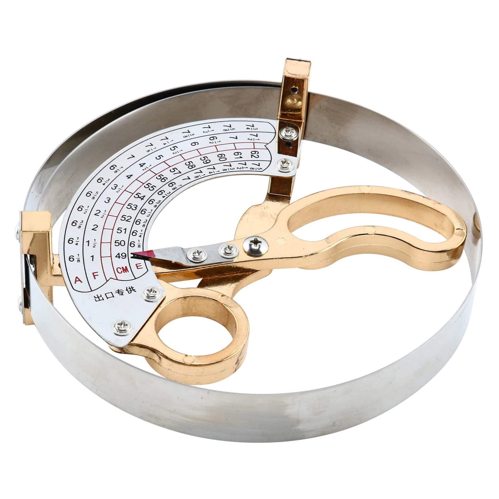 Apooke Scissor Type Hat Ruler with Clear Scale Hand Held Milliners Sizer Cap Hat Size Measuring Tool Stainless Steel & Brass
