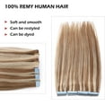 thumbnail image 3 of AmPm Tape In Hair Extensions Human Hair 20pcs 16 Inch 50g /Dark Blonde/ Ombre 100% Remy Human Hair Balayage Rooted Hair Invisible Seamless Skin Weft Double Side Tape for Women, 3 of 7