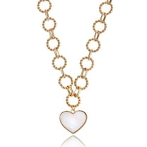 Time and Tru Women's Gold Tone Mother of Pearl Heart Statement Necklace